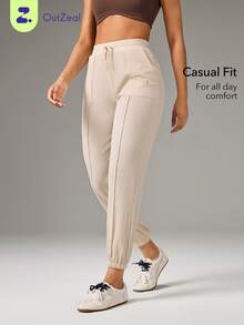 OutZeal Pantalones deportivos para mujer, joggers de punto para gimnasio y entrenamiento, pantalones activos - Caqui - Ver 10