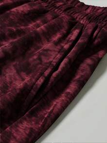 PAVTROS Men's Summer Casual Distressed Drawstring Waist Gray Shorts, Retro Style, Versatile Design, Holiday - Burgundy - View 4