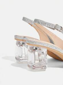 CUCCOO TILAWA Women's Crystal And Glass Rhinestone Pointed Bright Silver High-Heeled Shoes, Suitable For Going Out, Banquets, Parties And Other Activities - Bright silver - View 5