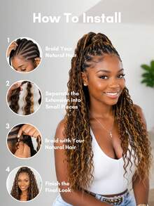 BOHO Braids 4PCS Highlight Super Wave Bulk Human Hair Extensions Super French Curl Bulk Braiding Hair For Bohemian Knotless Godness Braids Deep Wave Bulk Braiding Hair 95g/Pack - S4/27 - View 8