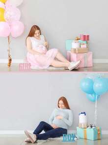 Gender Reveal Party Decoration - Blue And Pink Wooden Tableware, Suitable For Gender Reveal Party Handmade Party Supplies, Can Be Used As Table Decorations. - View 5