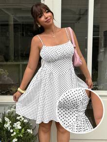 GalTyme Plus Size Women's White Pleated Casual 90s 90s Date Vacation Vacation Party Spaghetti Strap Dress Summer - Black and White - View 1