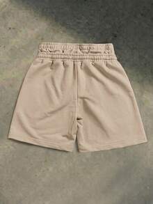 SWAVVY Men's Drawstring Waist Letter & Star Pattern Casual Versatile Daily Travel Shorts - Khaki - View 2