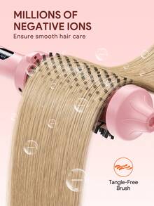 JMMO Hot Air Brush With EU Plug, Digital LCD Temperature Display Round Hair Styling Brush, Ceramic Ionic Hair Curler Straightener Comb, 2 In 1 Salon Hair Volumizer For Home DIY Hairstyle - EU C Type Plug(220-240V) - View 5