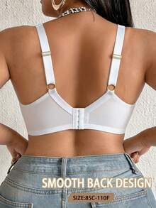 DesireSculpt 1pc Lace Plus Size Underwire Bra - White - View 3