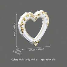 Cirelle 1 pieza, marco de cuadro decorativo tallado estilo europeo blanco y dorado, Body de marco de material de resina pintado a mano, artículo de exhibición en miniatura para mesa interior, accesorios DIY hechos a mano, múltiples formas disponibles para selección, mejora el estilo general del espacio, adecuado para decoración de escenas en bodas, celebraciones de festivales, etc., artículos de decoración en miniatura para casas pequeñas, accesorios para fotografía de belleza, arte de uñas, joyería, etc., decoración de empaque de regalo - 1PC - Ver 27