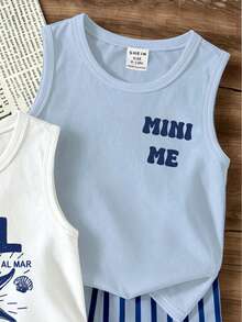 Souflis Souflis 3 Sets Baby Boy Outfit Set, Fashionable & Simple Coconut Tree Print Tank Top Paired With Contrast Pattern Coconut Tree Print Shorts - Multicolor - View 6