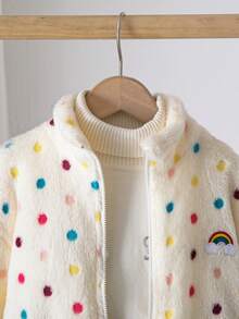 Emery Rose Kids Emery Rose Kids 女童波點圖案長袖前開拉鍊抓絨冬季外套 - 白色 - 查看 8
