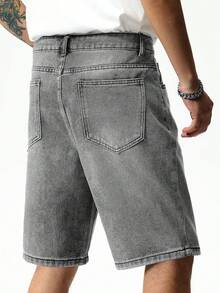 QuarKem Herren lässige Jeans Shorts mit schräger Tasche, Sommer Straßenmode - Hellgrau - Übersicht 8