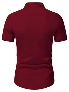 Manfinity Mode Men's Colorblock Short Sleeve Casual Commuting Formal Shirt, Summer, Ceremony - Burgundy - View 2