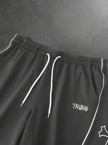 PAVTROS 男士夏季休閒十字繡短褲，度假風 - 深灰色 - 查看 4