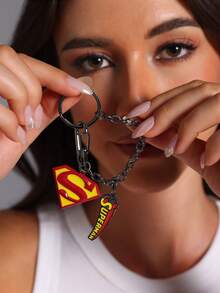 SUPERMAN X SHEIN 時尚鋅合金亮面櫻桃粉鑰匙圈，奢華精緻包包吊飾、吊墜、紀念品、收藏品，適用於禮物、錢包、書包、後背包、汽車配件 - 彩色 - 查看 2