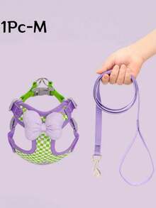 Summer Cute Small Dog Leash Set - Purple Daisy Pattern, Soft & Lightweight, Adjustable Buckle, Easy To Wear, Breathable Mesh Suitable For Puppies And Small Dog Breeds - Mauve Purple - View 9