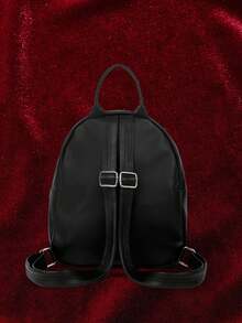ROMWE Goth School Season Retro Punk Print Large-Capacity Backpack, Suitable For Commuting Versatile, Student Dress Book For School, Cool Road, Roses, Decorative - Black pin - View 8