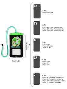 Rick and Morty X SHEIN 1個卡通圖案印花防水觸控螢幕透明水上運動手機袋，適用於漂流、海灘、游泳、划船、獨木舟、徒步旅行，保護手機、相機、現金、護照、文件免受水、沙、雪、污垢侵害，Lab、Portal、 - 彩色 - 查看 6