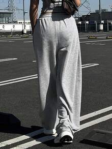 DAZY 女款休閒寬鬆韓式小個子運動長褲 - 灰色 - 查看 2