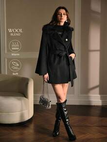 MOTF PREMIUM Mantel Wol Berikat - Hitam - View 2