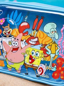 SpongeBob SquarePants | SHEIN 1個大容量卡通圖案印花透明視窗化妝包，適合存放化妝品、文具、日常用品、數位產品，完美適用於通勤、上學、旅行，適合男士、女士、學生，海底世界、蟹老闆、章魚哥 - 藍色 - 查看 4