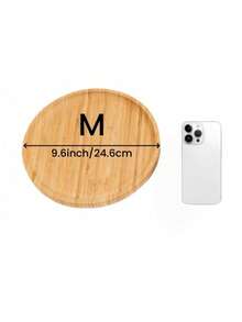 1pc Round Bamboo Wooden Storage Tray, Multifunctional Household Decor Serving Tray For Coffee Cups, Jewelry, Eyeglasses, Watches, Perfect For Kitchen, Home Decor, Holiday Party Organizer - Beige - View 12