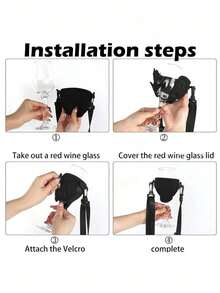 1/2/4Pcs Portable Wine Glass Holder, Neck Hanging Stemware Rack With Adjustable Strap & Neoprene Protective Sleeve, Hands-Free Design For Party Picnic BBQ, Available In Black & Pink - Multicolor - View 4