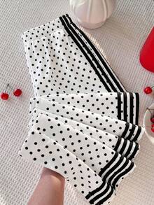 Young Girl Wide Leg Pants, Daily Children's Clothing, Long Pants, Back To School Pants, Casual Loose Straight Leg Polka Dot Pants, Suitable For - Multicolor - View 2