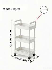 1 pieza Carrito de utilidad con ruedas de 3 niveles con asa - Estantes de almacenamiento móviles para organización de cocina & baño, Carrito de aperitivos móvil con estante de drenaje, Organizador de piso multifuncional para fiesta & lavandería - Multicolor - Ver 10