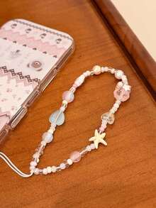 Handmade Beaded Phone Charm Strap, Cute Starfish Heart Shell Bead Lanyard Anti-Lost Chain For Phone Case, Camera, Earbud Case, Keychain & Handbag, Aesthetic Gift For Women Girls - Multicolor - View 12