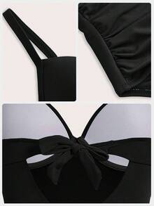 Shapewave Mono sexy con pliegues versátil y de moda para vacaciones - Negro - Ver 8