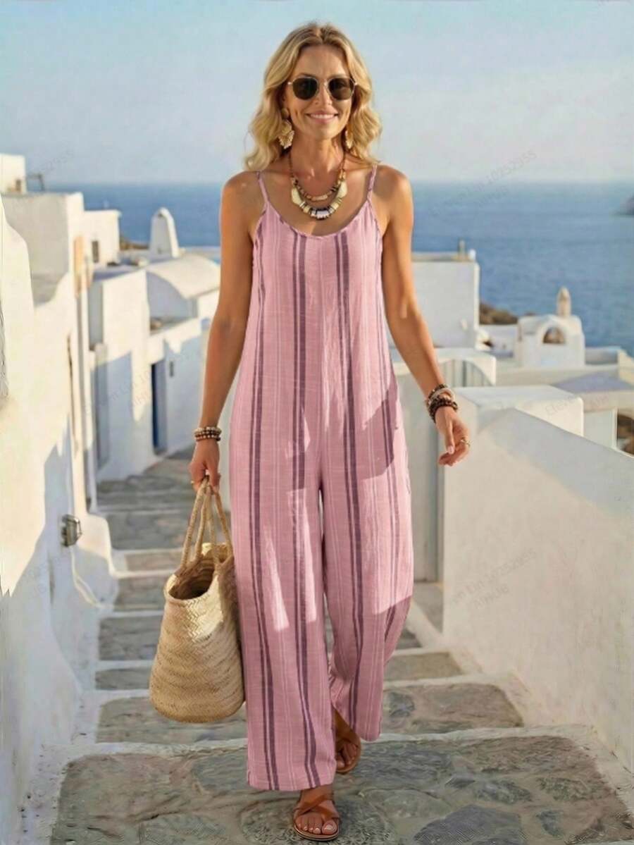 EMERY ROSE Mono de mujer a rayas de moda casual para primavera/verano - Multicolor - Ver 1