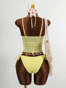 Bellisia Women's Casual Vacation Lemon Print Camisole Yellow Bikini Set Elegant Tank Top Women's Beachwear Women's Beach Bikini Summer 2026 Women's Summer Holiday, Graduation Season, Wedding Season, Back To School Season, Easter Season Party And Lunch Cute Casual Summer Camisole - Sweet, Romantic, Country Style - Yellow - View 2