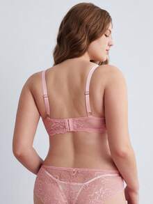 Elorette Women's Colorblock Lace Patchwork Camisole Bra Set, Lace Bra And Panty Set, Plus Size Lingerie Set - Pink - View 3