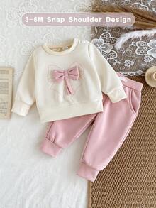 SHEIN 2pcs/Sets Fall Outfits For Girl Casual Style Suit,Long Sleeves Top&Long Pants - Pink - View 8