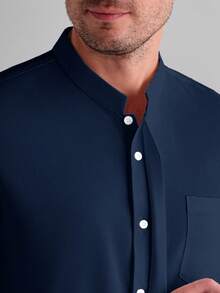 Core Aspect Camisa casual de unicolor versátil para uso diario y ceremonias para hombres - Azul Marino - Ver 3