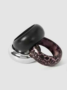MortiRose Vintage European Style Geometric Resin Bracelet, Wide Acrylic Bangle, Unique & Versatile Design (Color, Texture, And Depth May Vary, Randomly Shipped) - Multicolor - View 7
