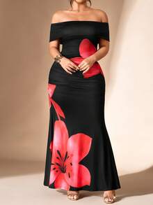 Rometta Women's Plus Size Square Neck Slim Fit Ruched Bodycon Elegant Long Dress For Party And Date - Black - View 6