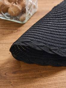 2/4/6/8/10/12/20/40 PCS Taplak Meja Bundar Anyaman Gaya Bohemian Sederhana Warna Hitam dengan Renda Kepang Warna Solid, Alas Meja Anti Selip. Anyaman Tangan, Anti Selip, Tahan Panas, Dapat Dicuci dengan Mesin dan Mudah Dibersihkan - Hitam - View 2