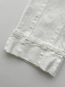 Flirla Plus Size Women's Summer White Elastic Sexy Skinny 3/4 Jeans - White - View 7