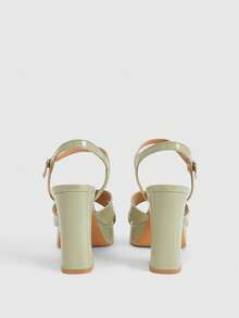 CUCCOO LuxiPop Sandal Wedges Platform Wanita, Ujung Terbuka, Tali Silang, Gesper Pergelangan Kaki, Hak Tebal, Cocok untuk Wanita yang Mengenakan Pakaian untuk Pesta Musim Panas dan Pernikahan - Hijau - View 6