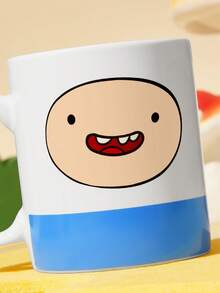 ADVENTURE TIME X SHEIN 1 buah Mug Keramik Bergambar Kartun 10,14oz/300ml, Cocok untuk Air, Susu, Jus, Kopi, Teh, BMO, JAKE, FINN, LUMPY SPACE, ADVENTURE TIME - Putih - View 5