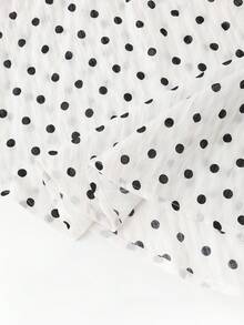 Modelyn Plus Size Women's Polka Dot Pattern Front Knot Sleeveless Shirt And Pants Casual Two Pieces Set - Black - View 7