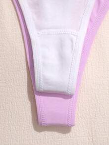SHEIN 3件/組蕾絲拼接無痕內褲 - 彩色 - 查看 4