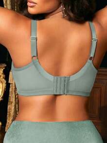 SHEIN Esselle Plus Size Lace Patchwork Underwire Bra, 1pc - Army Green - View 2