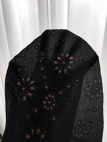 Easowa 春夏黑色短袖刺繡布料女款短洋裝 浪漫休閒法式優雅 度假海灘早午餐茶會日常約會 - 黑色 - 查看 7