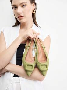 CUCCOO BIZCHIC Zapatos de moda para mujer con suela plana y hebilla, zapatos de punta, cómodos, zapatos casuales, adecuados para viajes, desplazamientos, fiestas, pa - Verde - Ver 7
