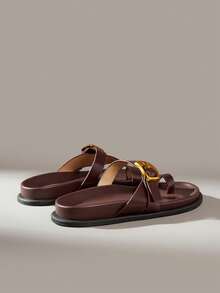 Solecia Dép sandal đi biển nữ thời trang màu đen đế bệt thoải mái cho Giáng sinh và mùa hè - Màu nâu  Mocha - Xem 4