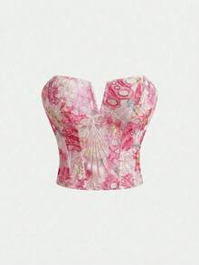 Firerie Women's Floral Hollow Embroidery Elegant Versatile Corset Top - Multicolor - View 4