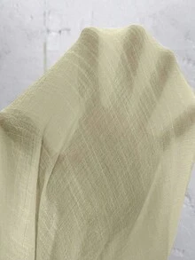 SHEIN LUNE 大尺碼女款刺繡缺口V領捲袖休閒襯衫 - 淡黃色 - 查看 6