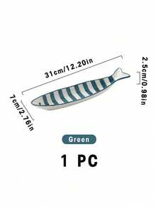 Cirelle 1PC Fish Shaped Ceramic Plates, Striped Porcelain Serving Dish, Cute Animal Snack Tray For Nuts, Candies, Dried Fruits, Mediterranean Style Appetizer Platters - Multicolor - View 10