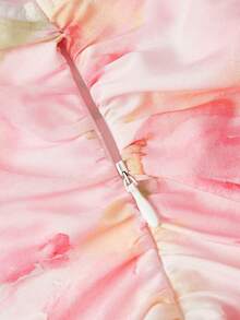 SHEIN MOD 女款花卉印花百褶優雅收腰派對旅行中長洋裝 - 粉色 - 查看 4