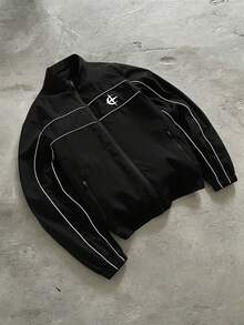 PAVTROS Men's Casual Colorblock Trim Jacket - Black - View 5